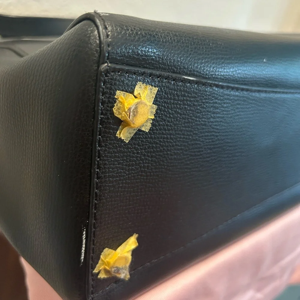 kate spade Black Pebbled Leather Tote with Spade Accent